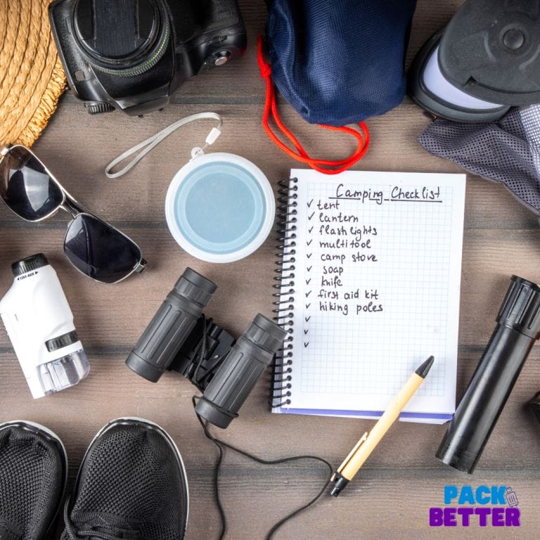 packing for a travel with a must-have items for a camping trip