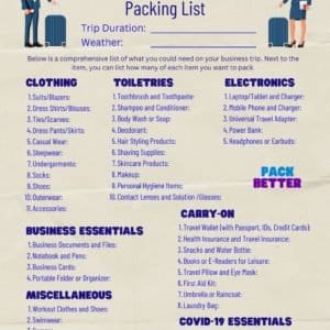 Business Travel Packing List