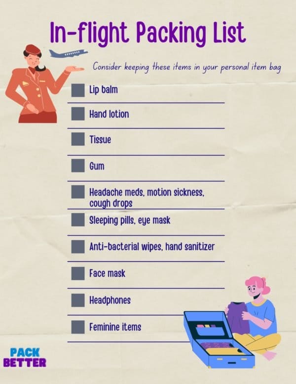 In-fligtht packing list In-flight Packing List