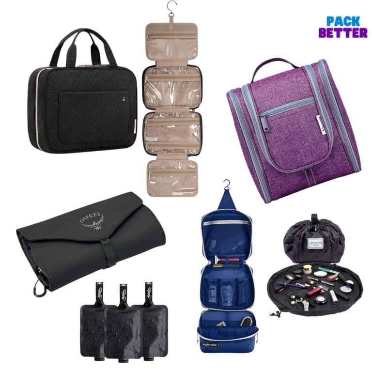 various toiletry bags