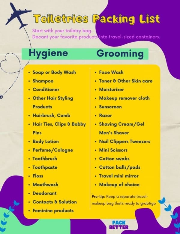Toiletries Packing List