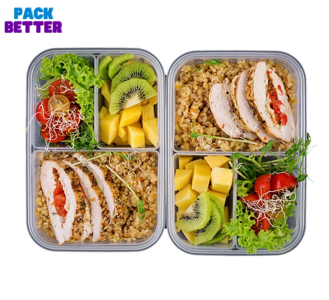 2 containers with healthy food 