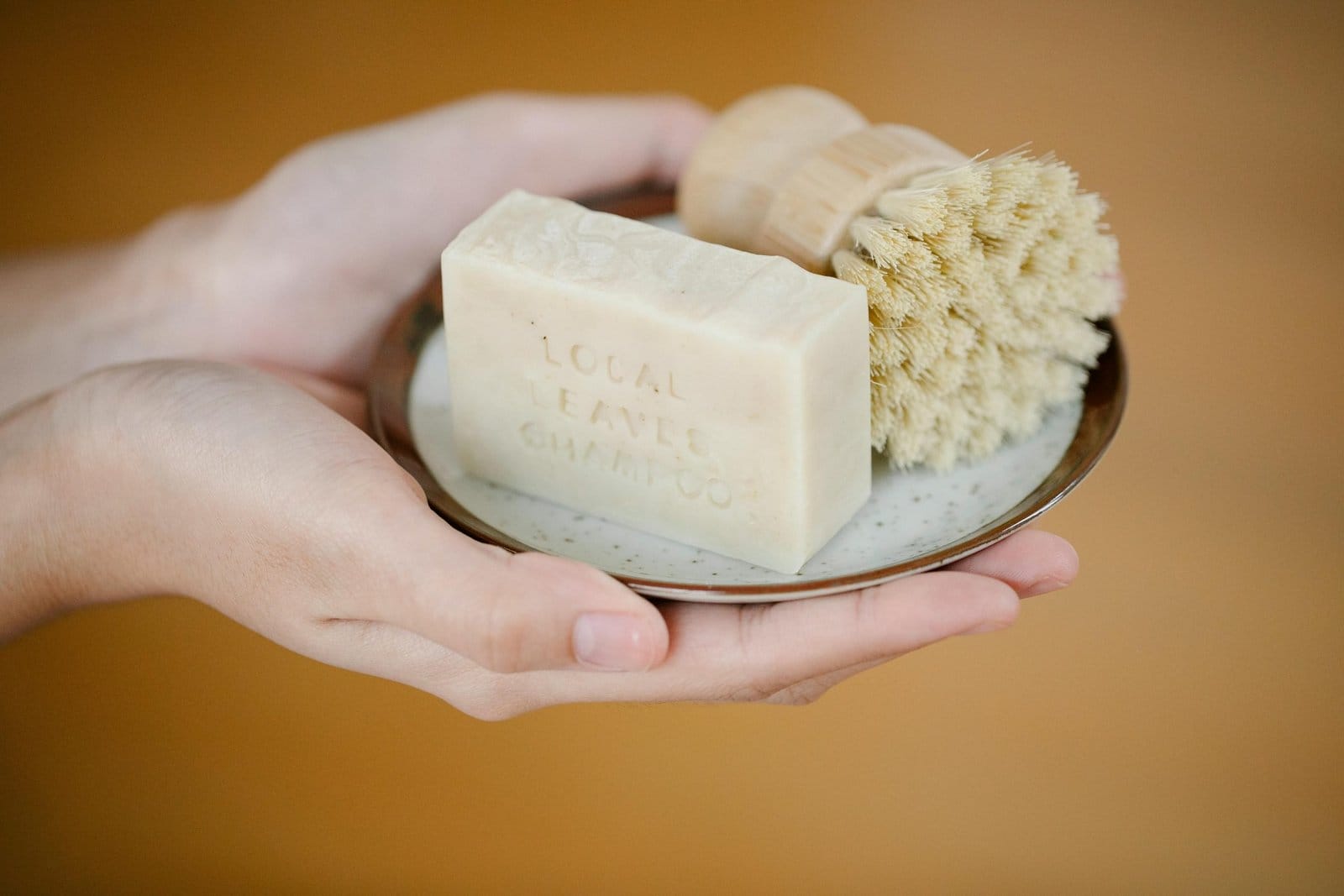 hand holding shampoo bar