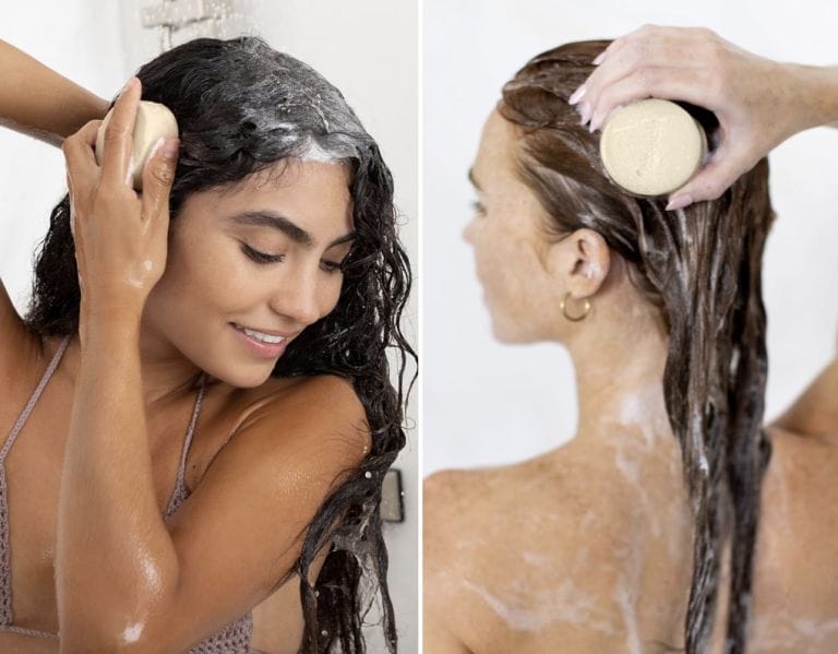 woman shampooing hair