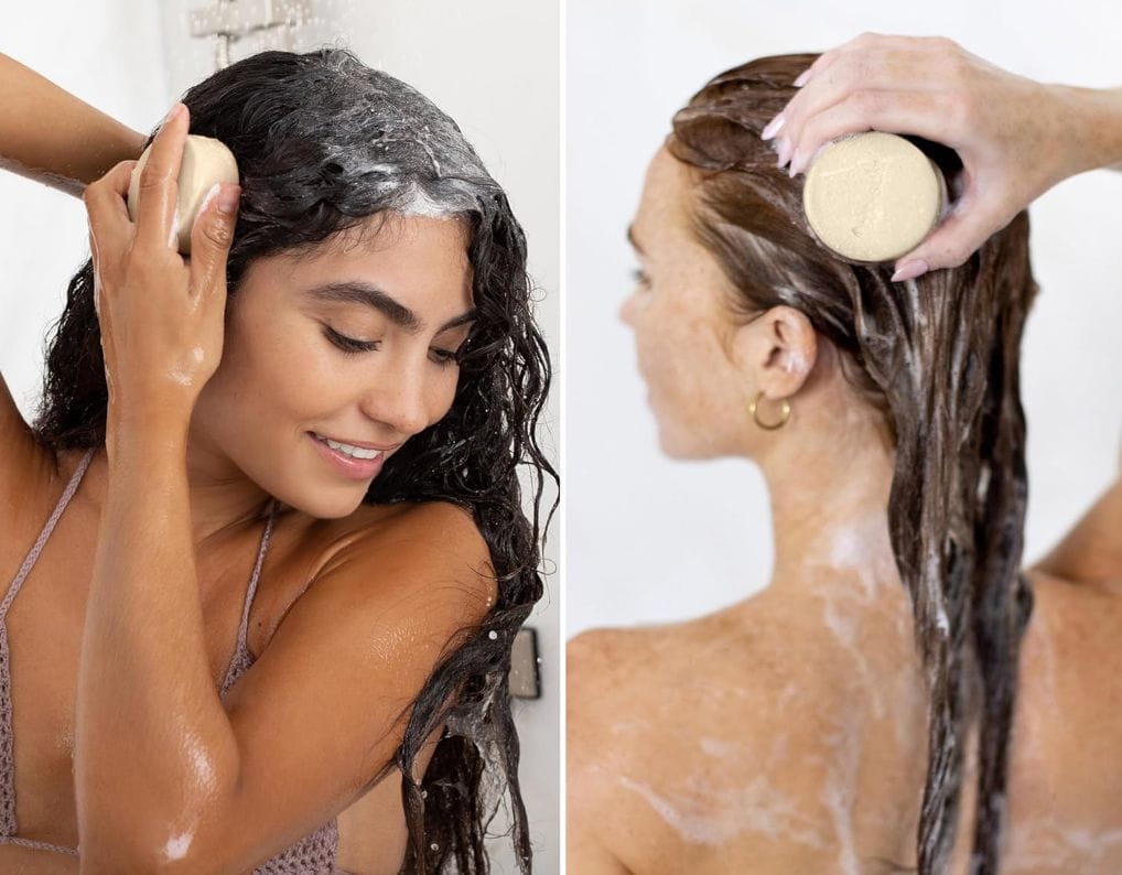 woman shampooing hair